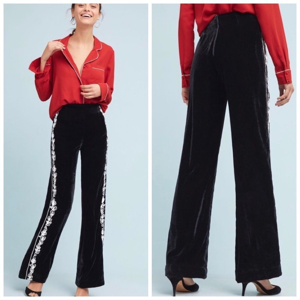 Nwt ANTHROPOLOGIE Raga Maddy Velvet Wide-Leg Pants